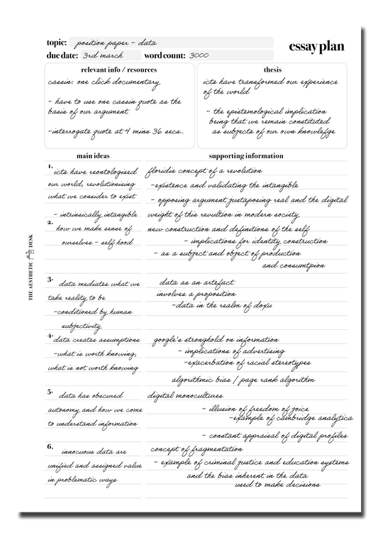 Essay Plan