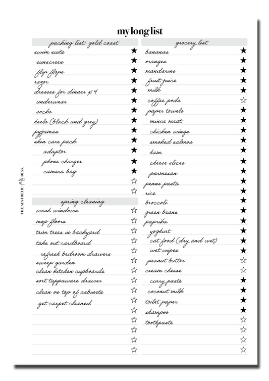 My Long List