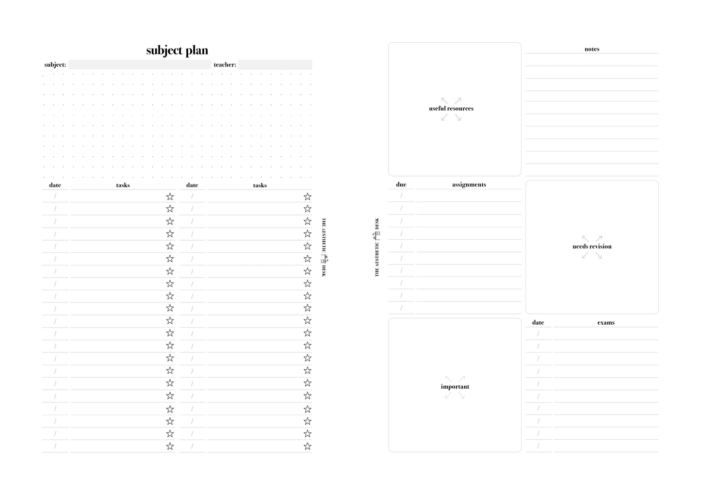 Subject Planner