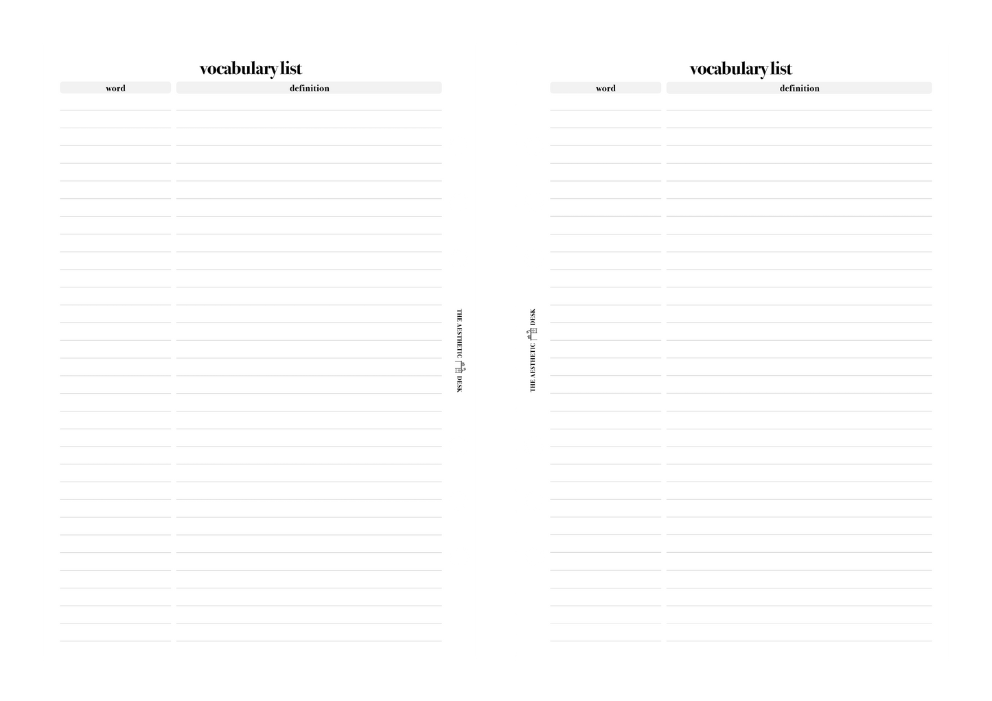 Vocabulary List