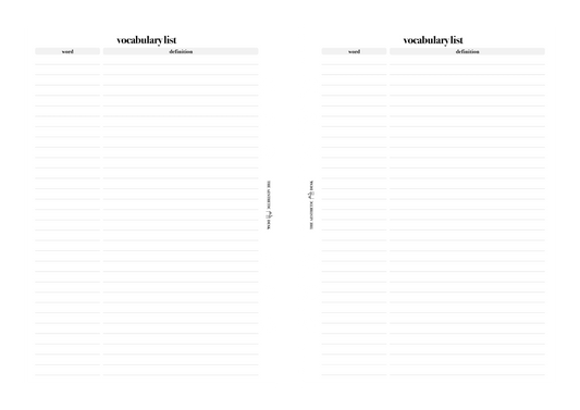 Vocabulary List