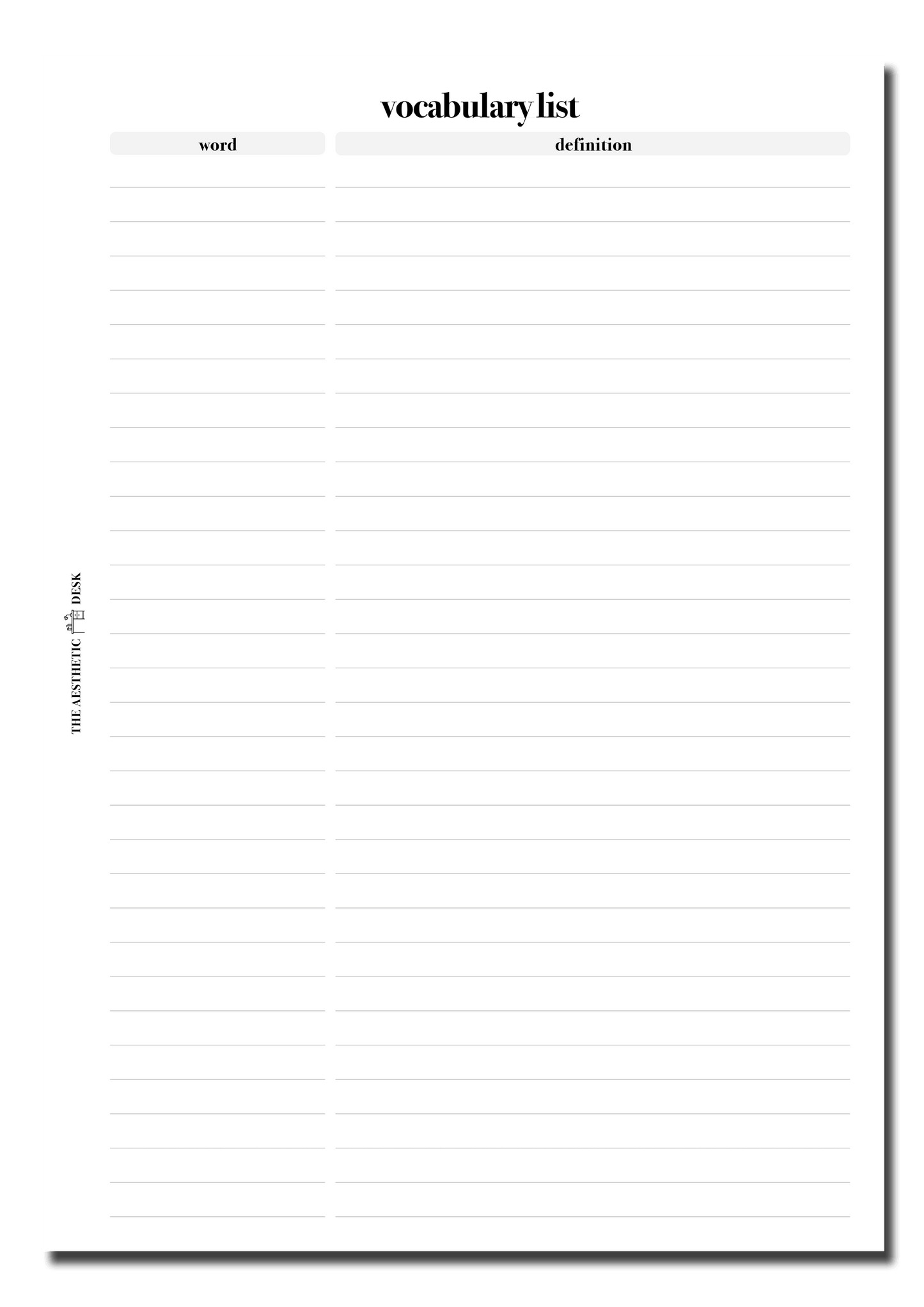 Vocabulary List