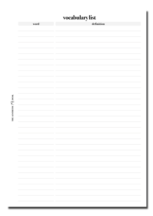 Vocabulary List