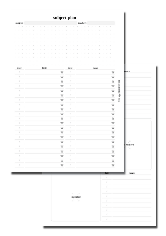 The Aesthetic Desk Digital Templates Subject Plan