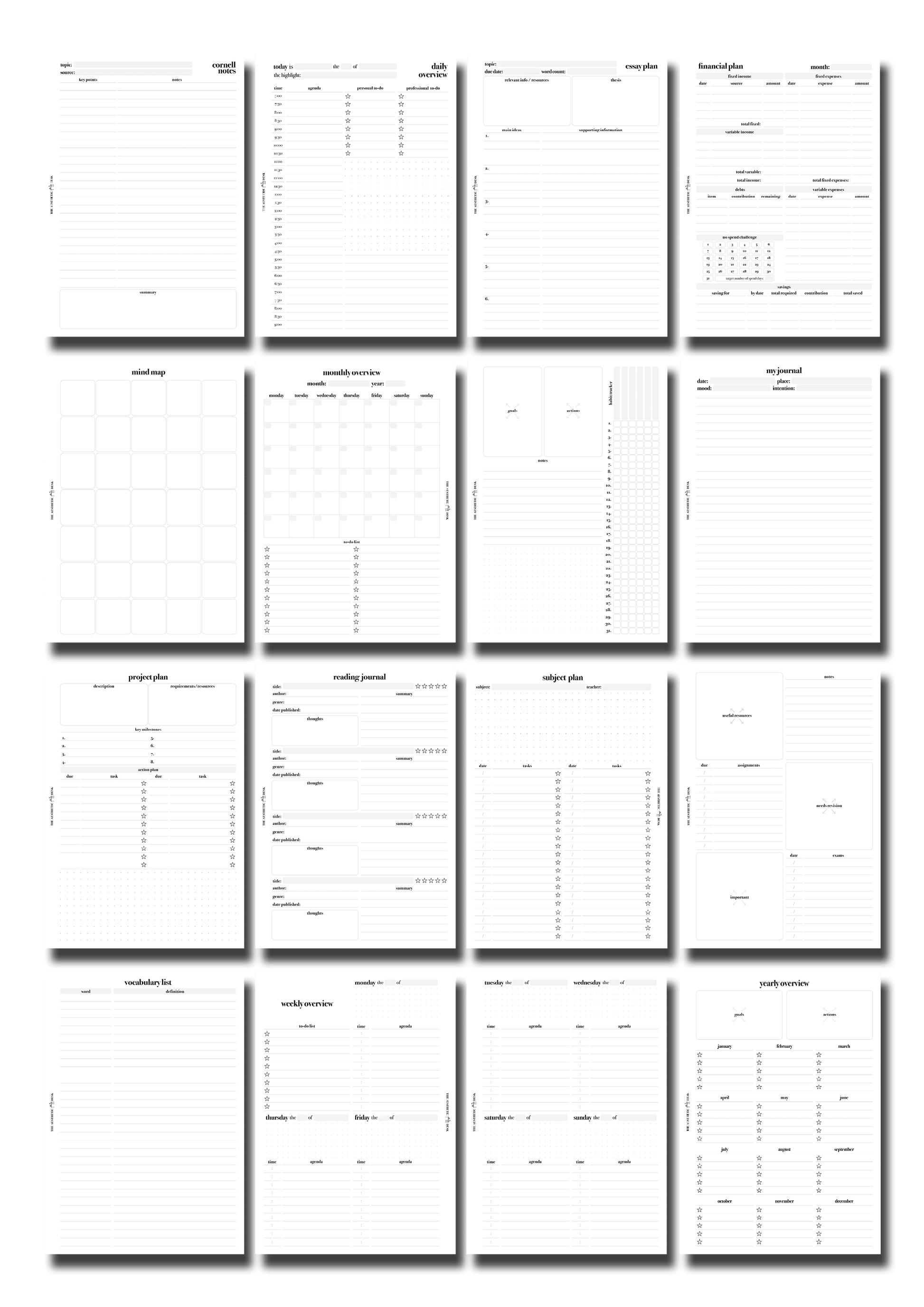 The Aesthetic Desk Digital Templates The Complete Collection