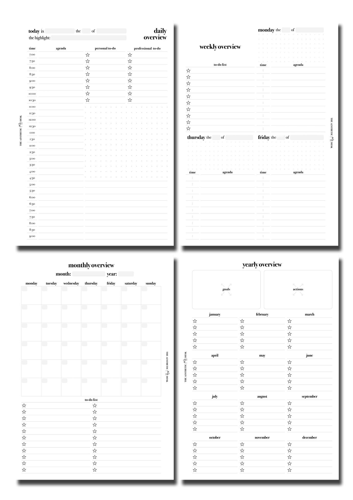 The Aesthetic Desk Digital Templates The Planner Bundle