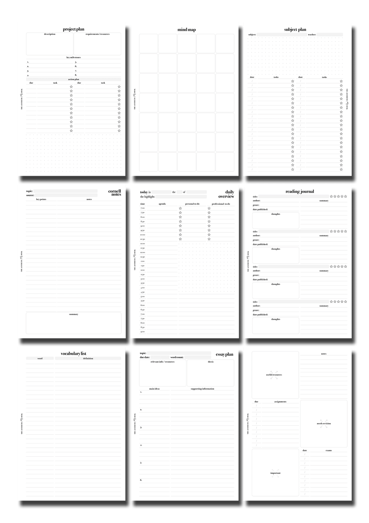 The Aesthetic Desk Digital Templates The Student Bundle