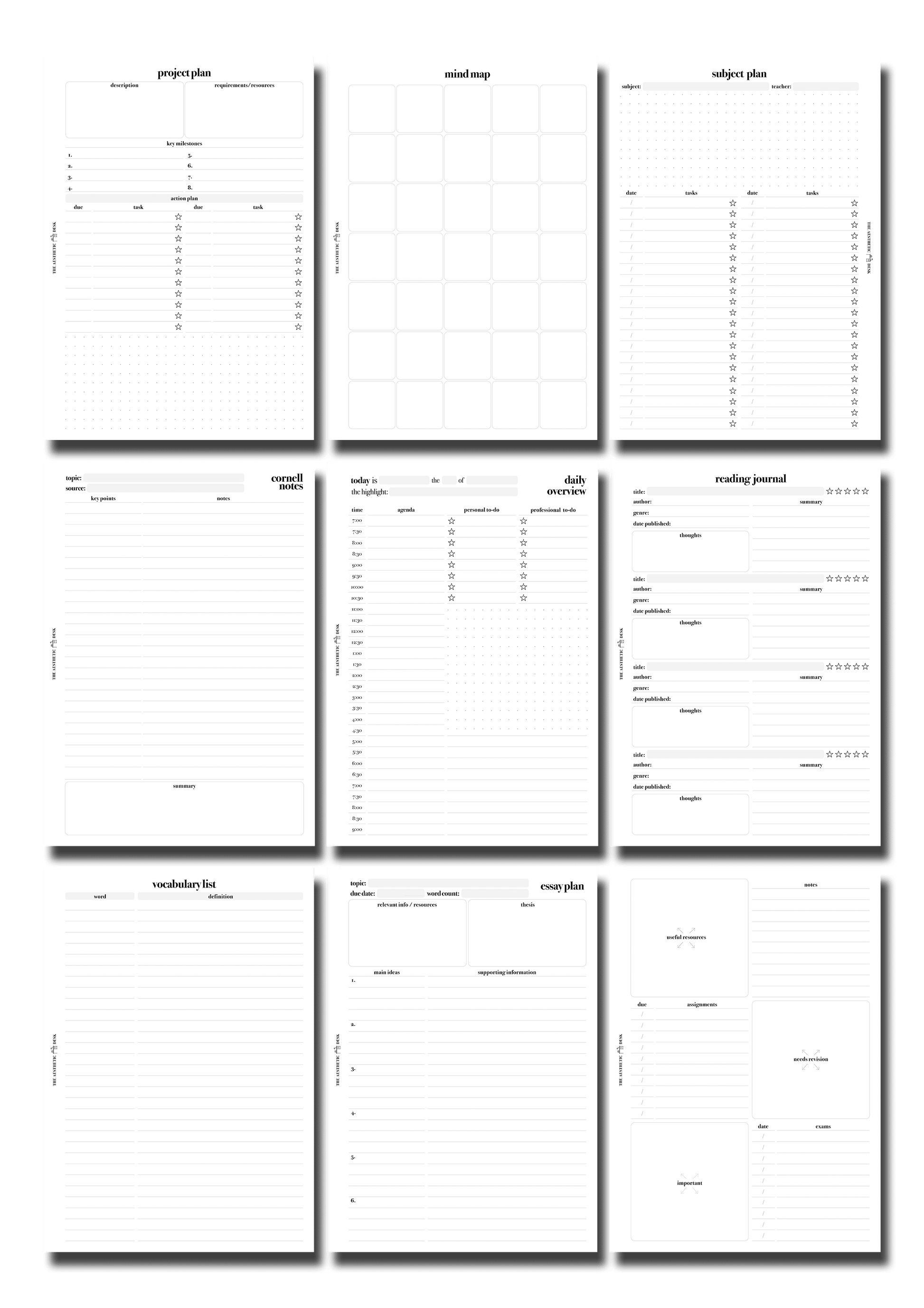 The Aesthetic Desk Digital Templates The Student Bundle