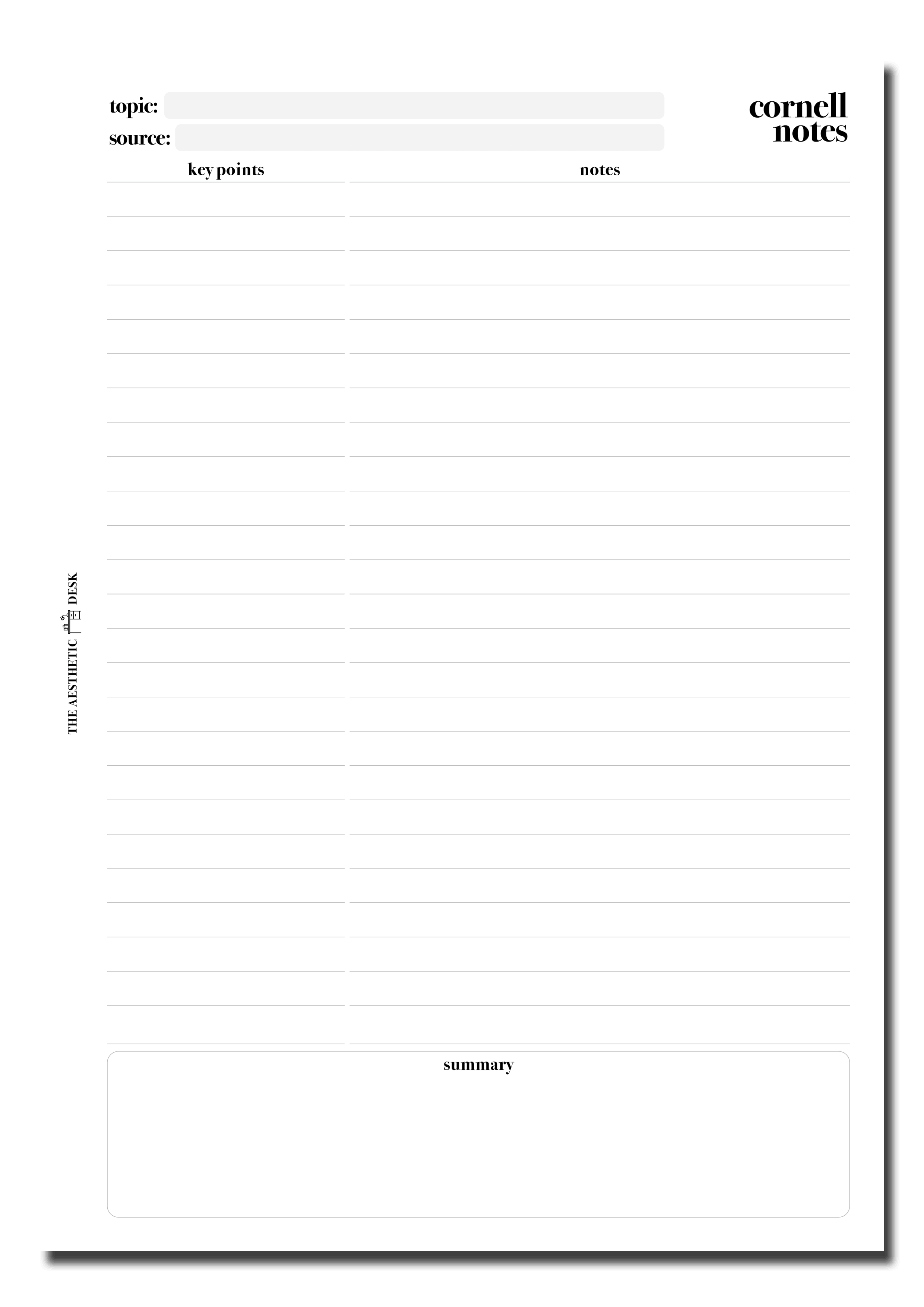Corny Notes Cornell Notes – The Aesthetic Desk